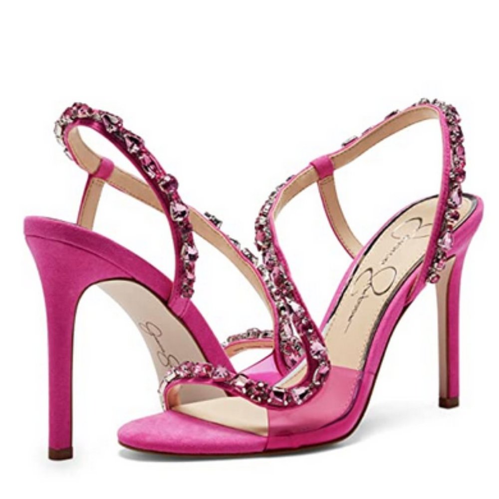 JESSICA SIMPSON Pink Embellished Heel Sandals
